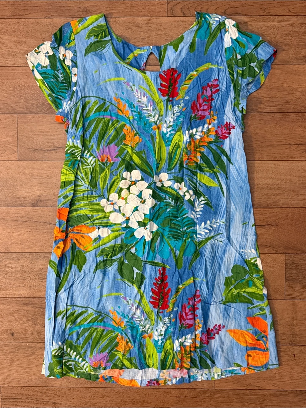 Jams World Size Large Tropic Garden Mini Shift Dress Vintage Made In Hawaii L